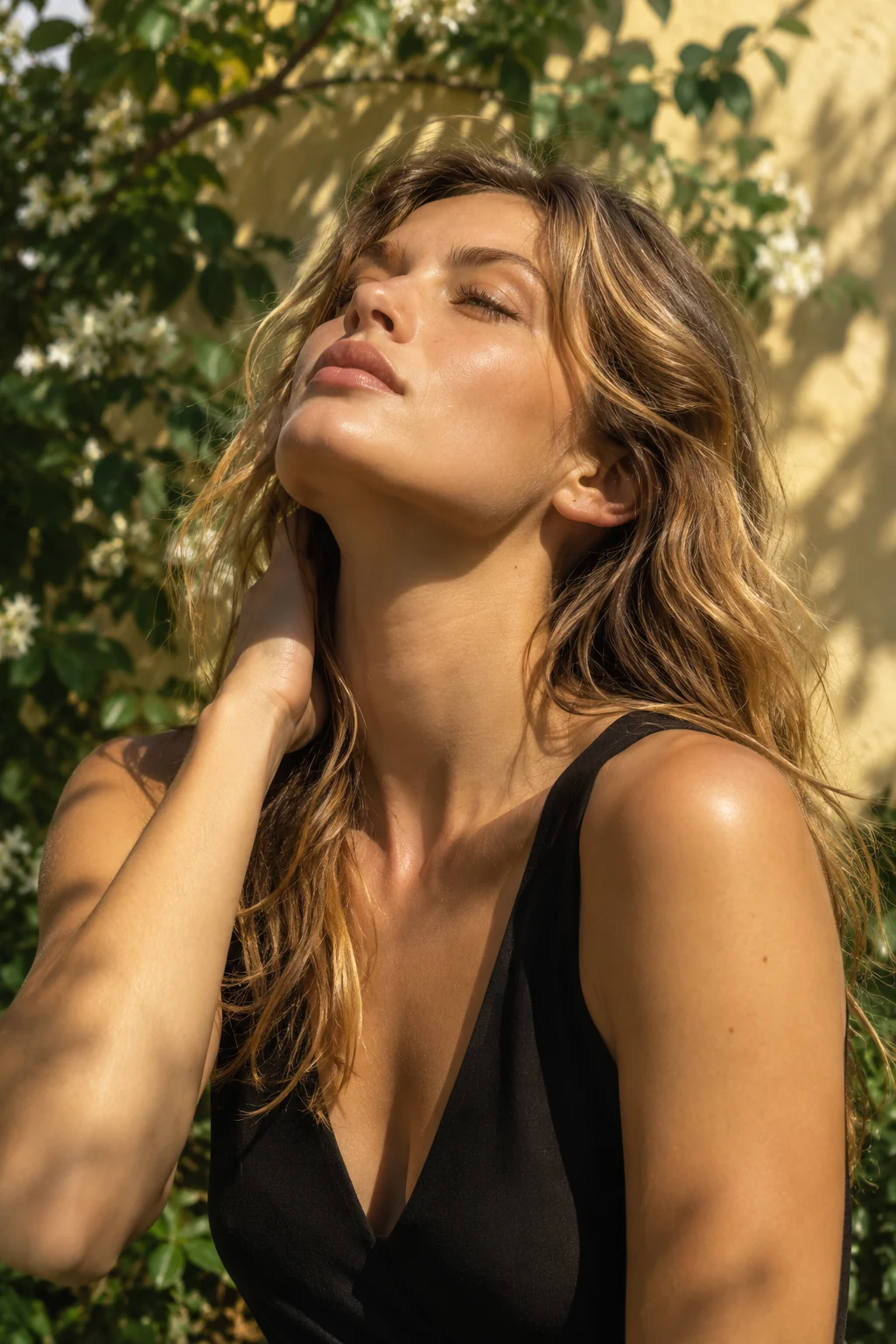 Sunlit portrait in relaxed black styling